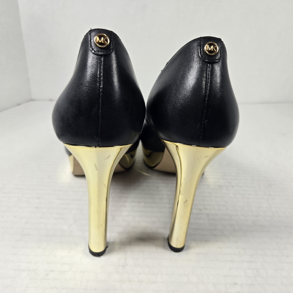 Michael Kors Chantal Black and Gold 4" Platform Pumps Heels Women's Size 6 - Picture 6 of 10